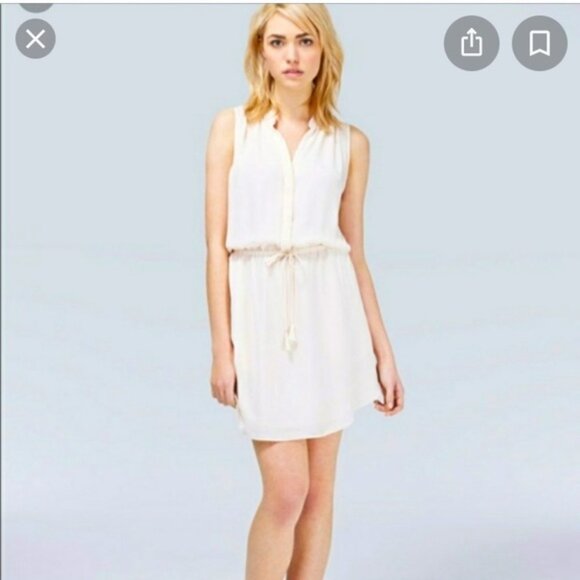 Aritzia Babaton Benedict Silk Dress Sleeveless Mini Pleated Dress Ivory Sz S - Picture 1 of 9